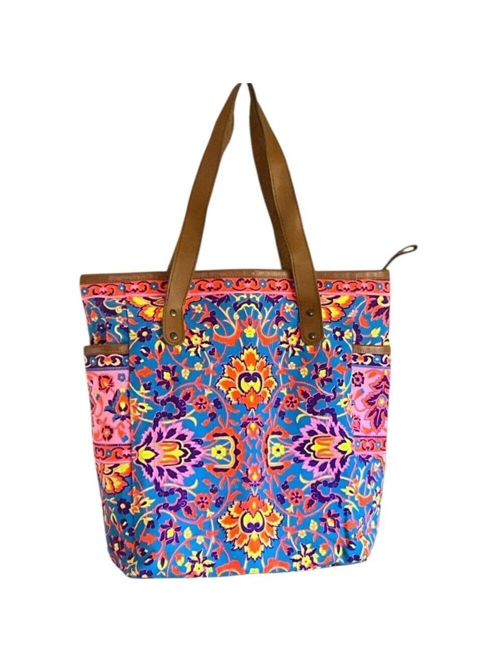 Vibrant Multicolor Boho Print Fabric Shoulder Tote Beach Bag